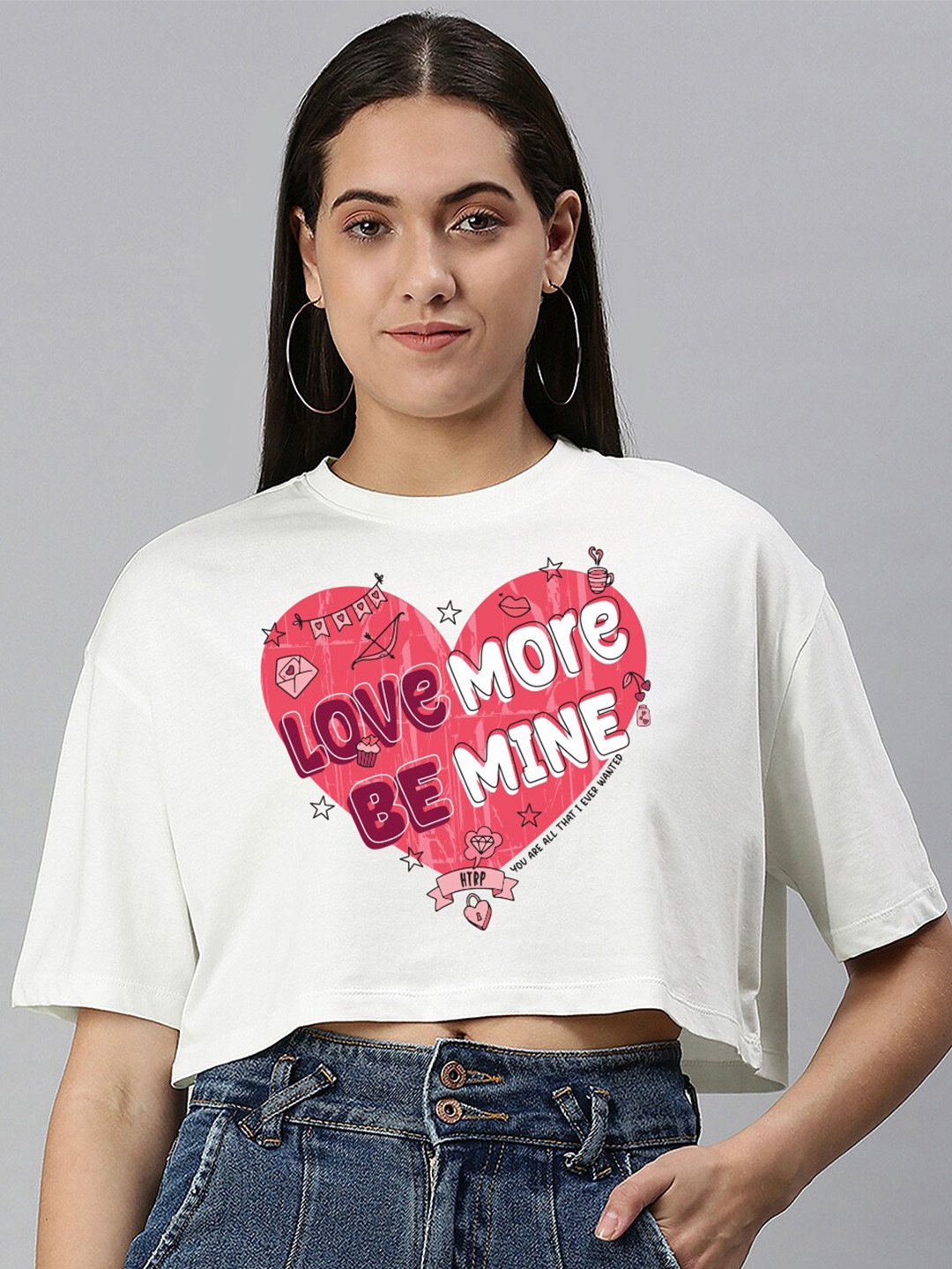 

Huetrap Typography Printed Cotton Boxy T-shirt, White