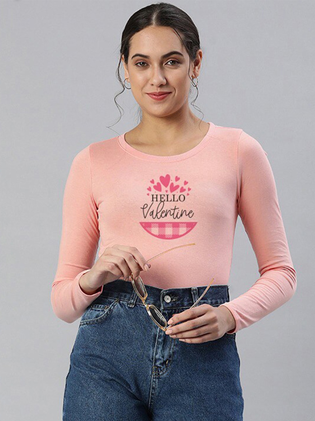 

Huetrap Graphic Printed Cotton T-shirt, Coral