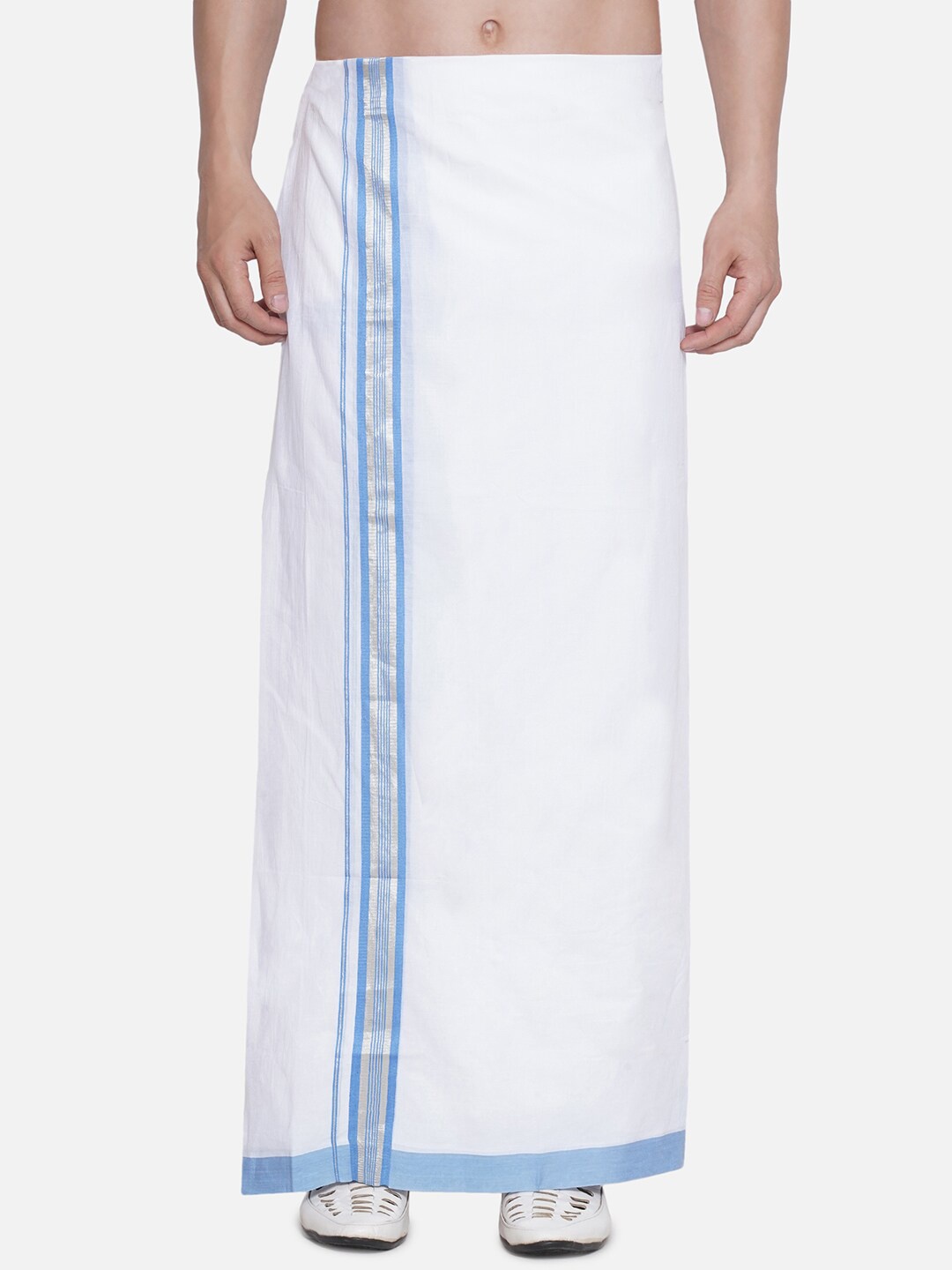 

Sethukrishna Border Detail Cotton Veshti, White