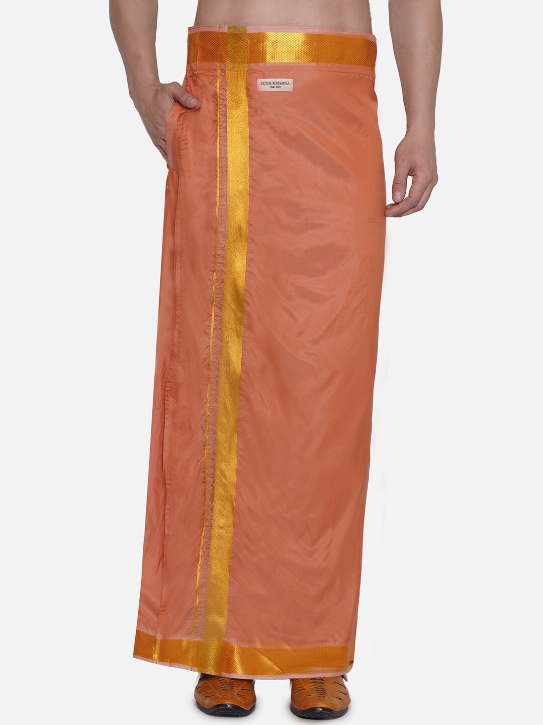 

Sethukrishna Border Detail Veshti, Peach