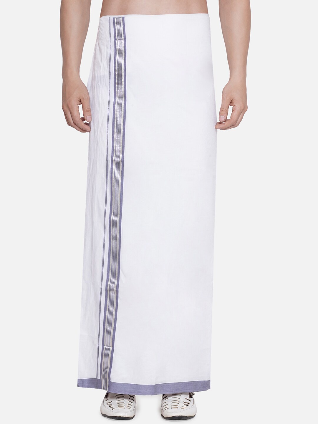 

Sethukrishna Men Cotton Border Detail Dhotis, White