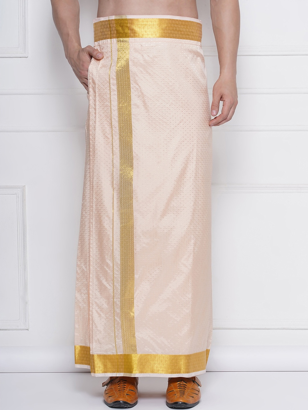 

Sethukrishna Self Design Readymade Dhoti, Orange