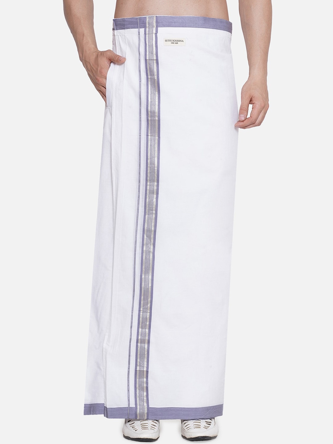 

Sethukrishna Border Detail Readymade Dhoti, White