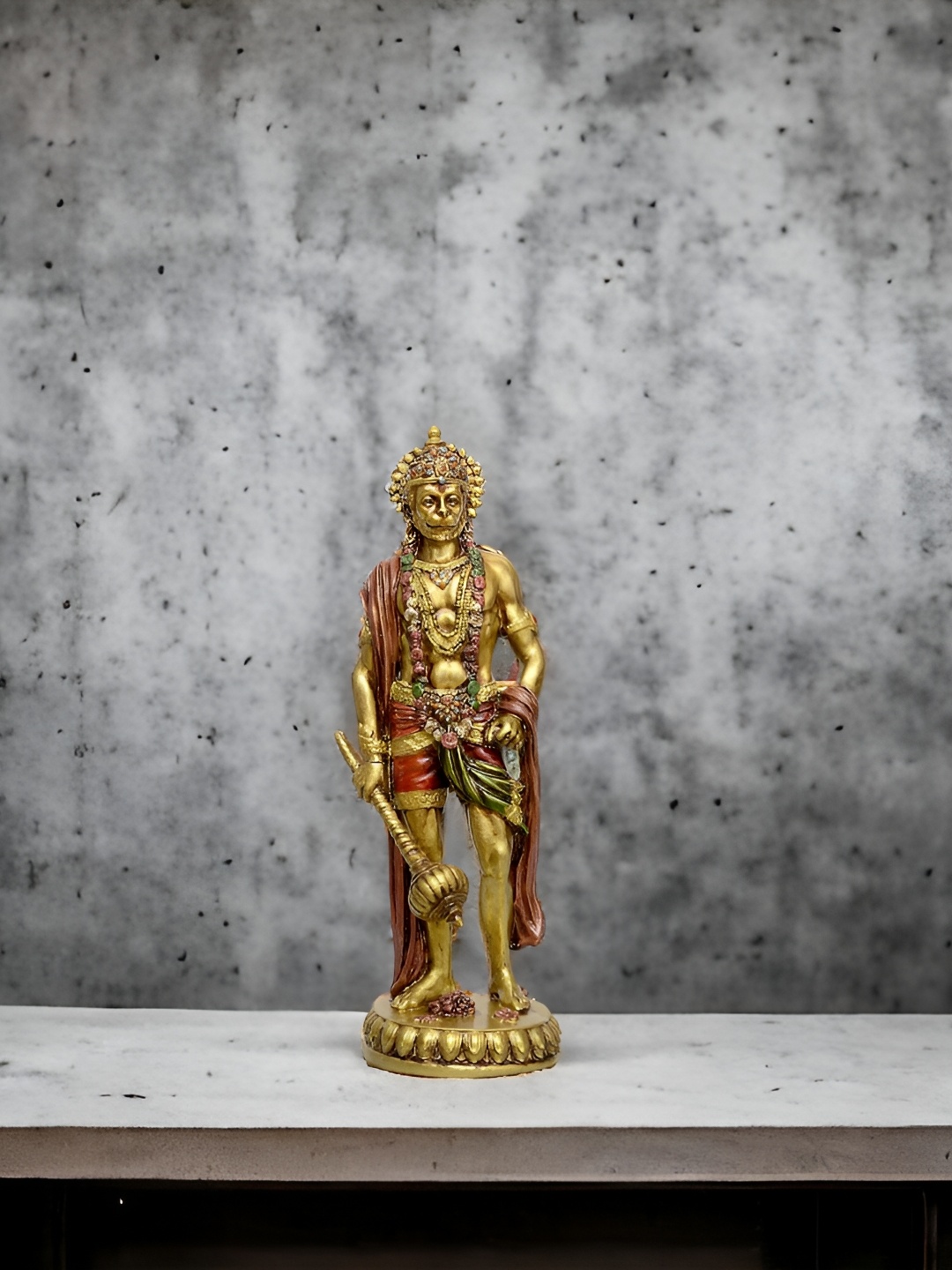 

SkyKey Gold Toned Hanuman Ji Religious Idol Showpiece