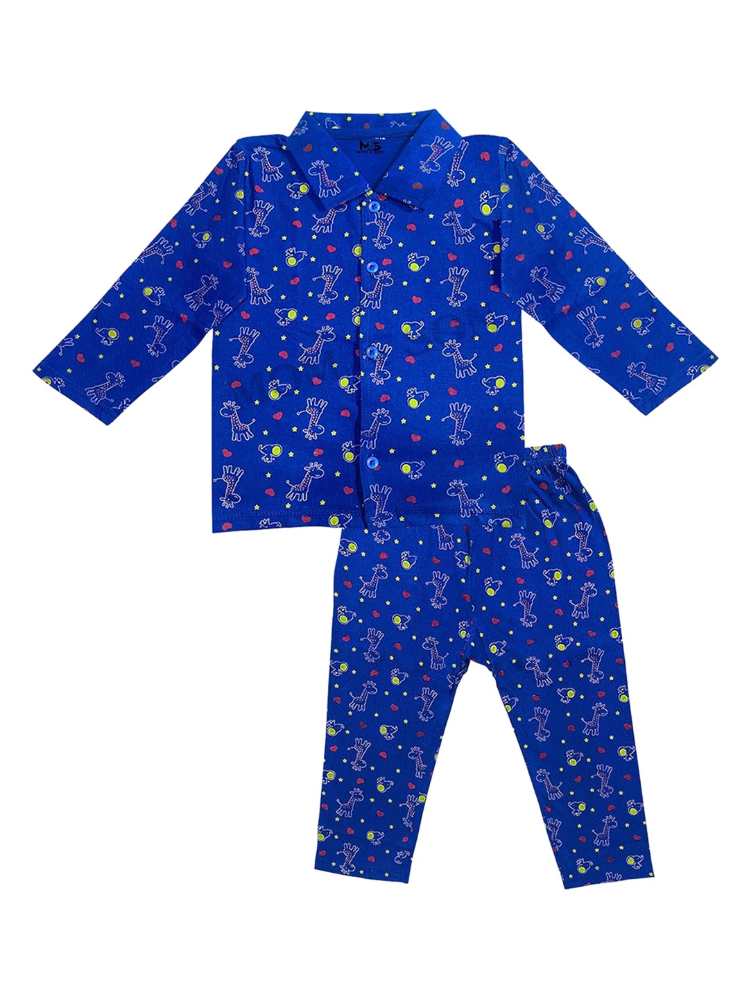 

BAESD Infants Conversational Printed Shirt Collar Night Suit, Blue