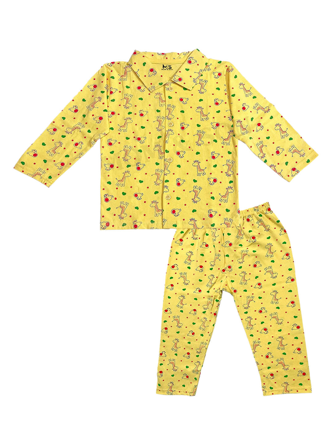 

BAESD Infants Conversational Printed Shirt Collar Night Suit, Yellow
