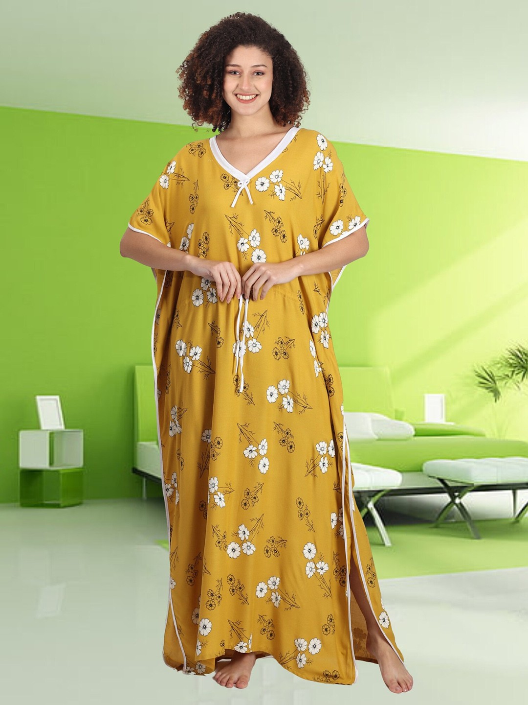 

Noty Printed Maxi Nightdress, Mustard