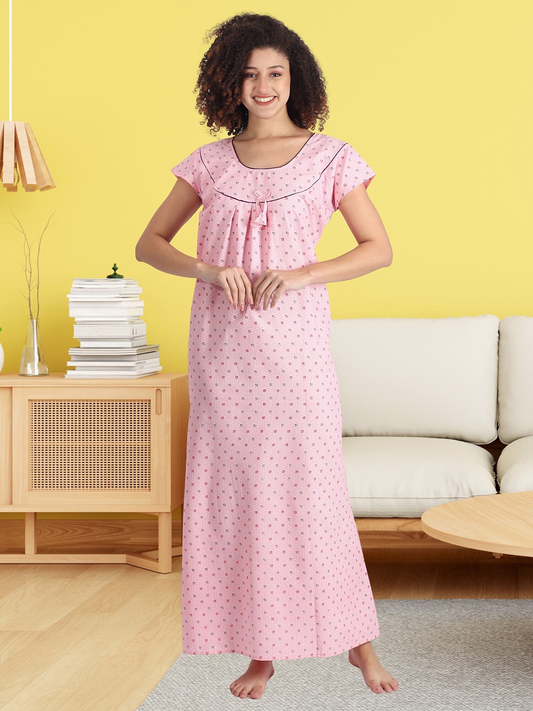 

Noty Printed Maxi Nightdress, Pink