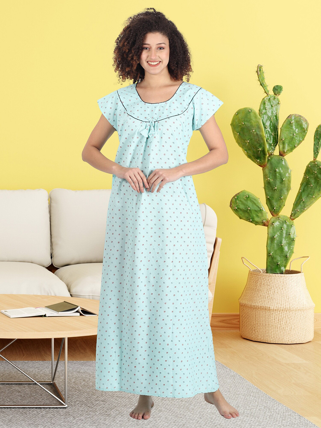 

Noty Conversational Printed Maxi Nightdress, Blue