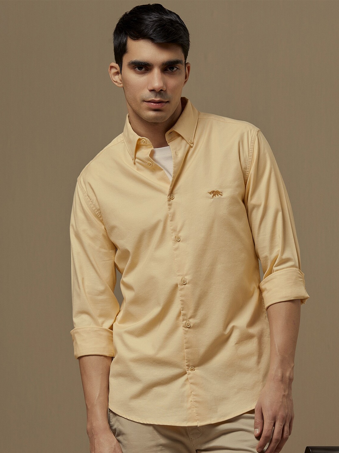 

Andamen Premium Oxford Button-Down Collar Full Sleeves Casual Cotton Shirt, Yellow