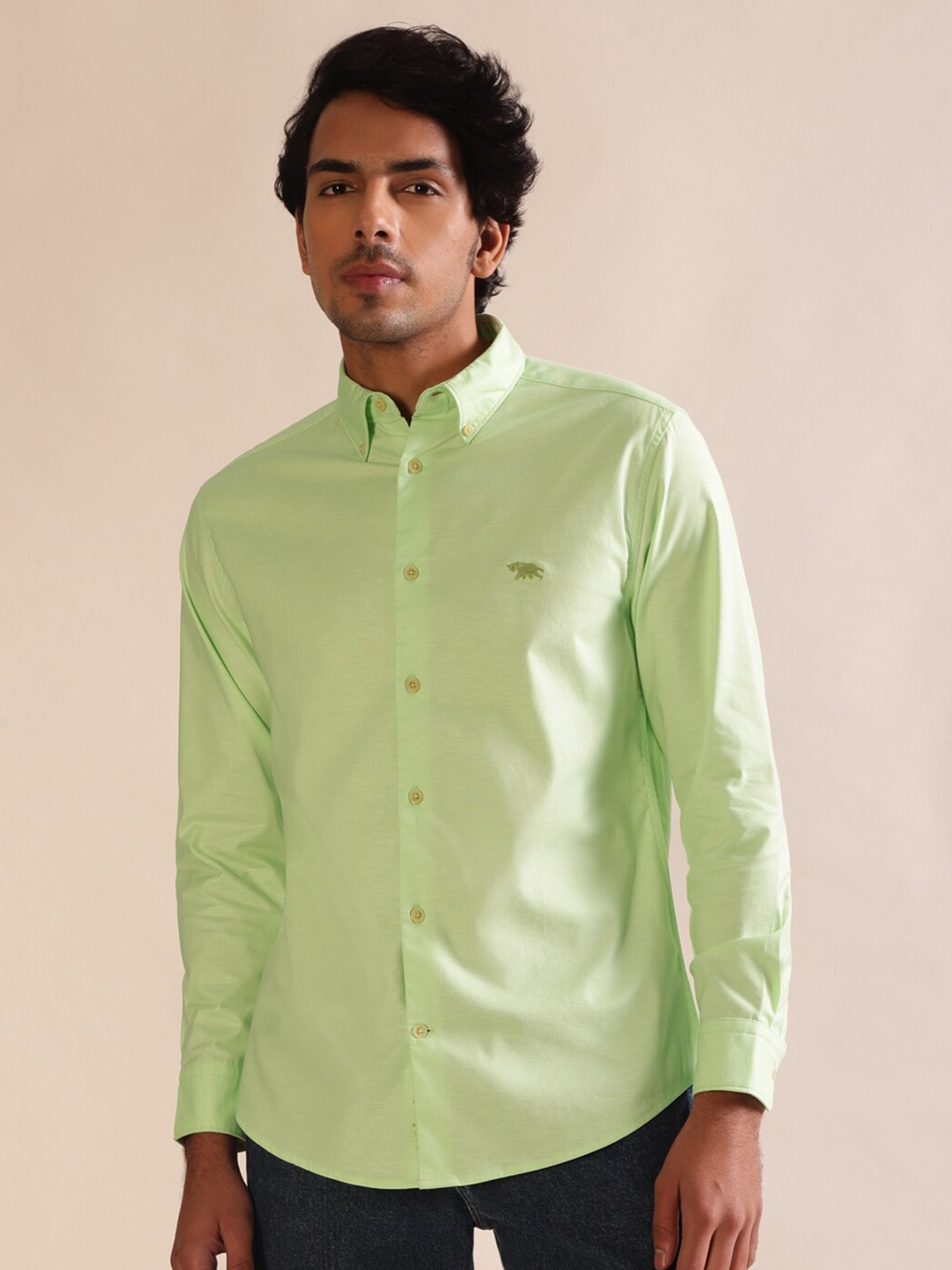 

Andamen Premium Men Oxford Full Sleeve Slim Fit Shirt, Green