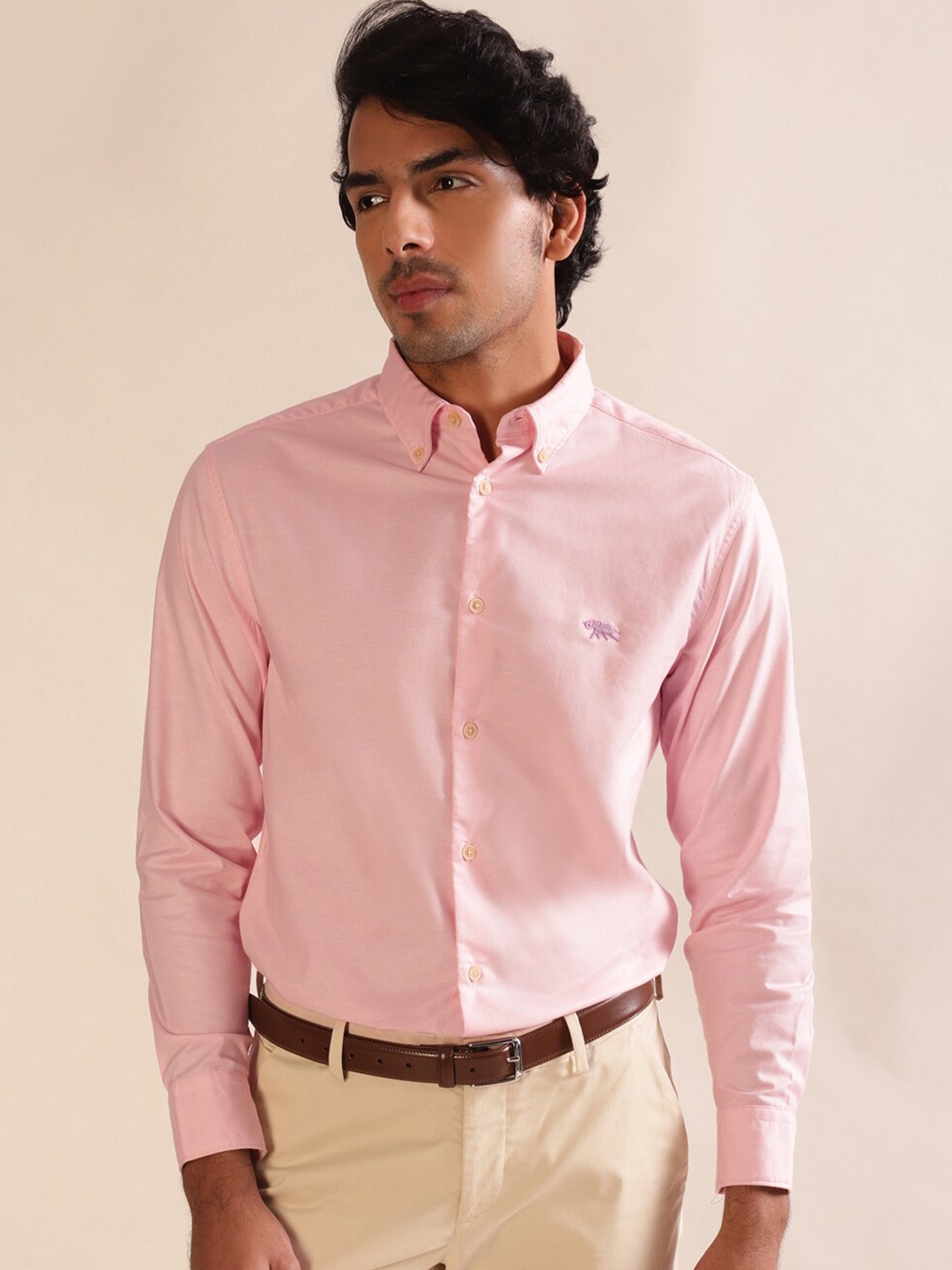

Andamen Cotton Premium Fit Oxford Full Sleeve Shirt, Pink