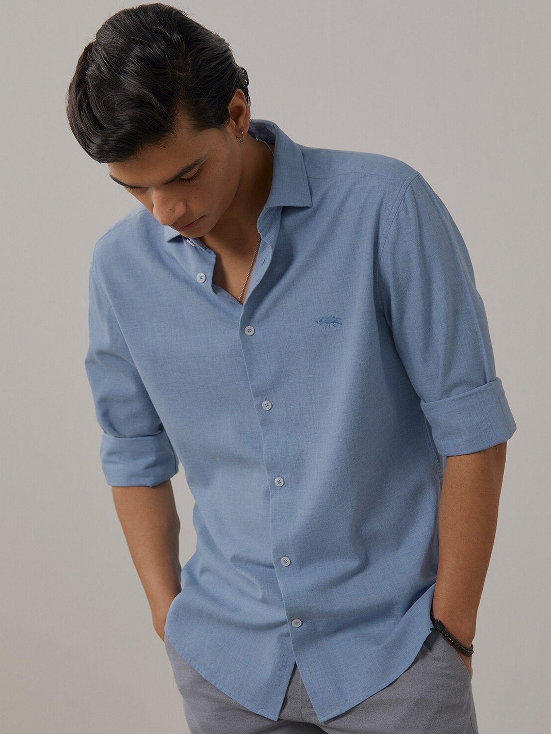 

Andamen Premium Spread Collar Full Sleeves Slim Fit Shirt, Blue