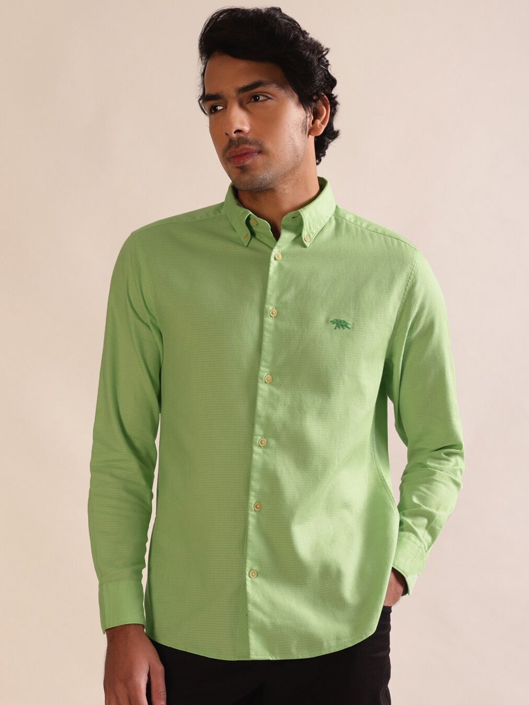 

Andamen Premium Dobby Full Sleeves Regular Fit Cotton Shirt, Green