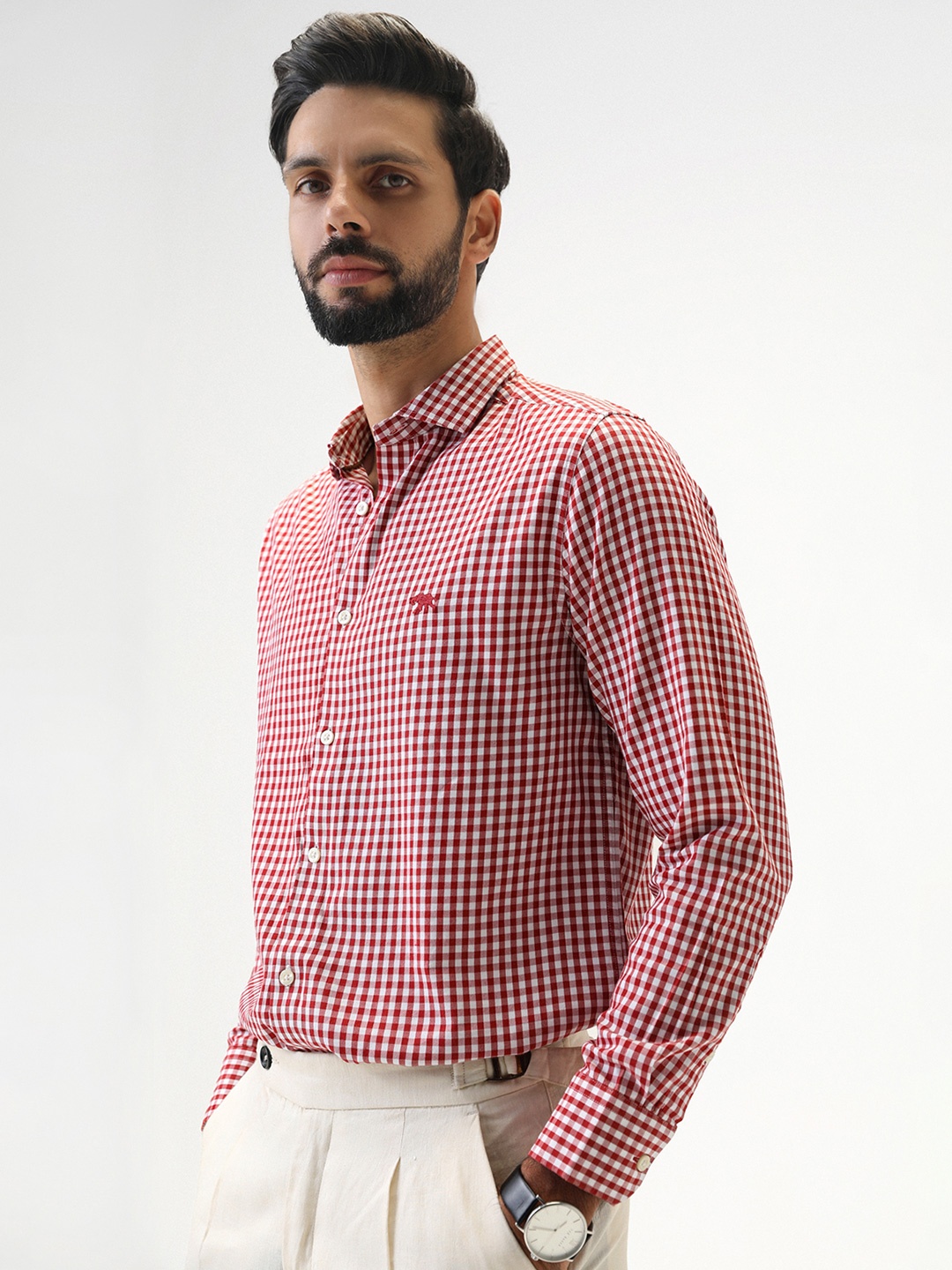 

Andamen Premium Full Sleeve Cotton Bamboo Slim Fit Shirt, Red