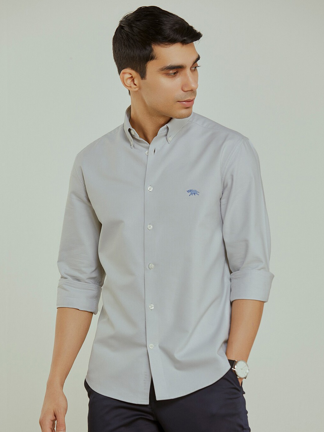 

Andamen Full Sleeves Button Down Shirt, Grey
