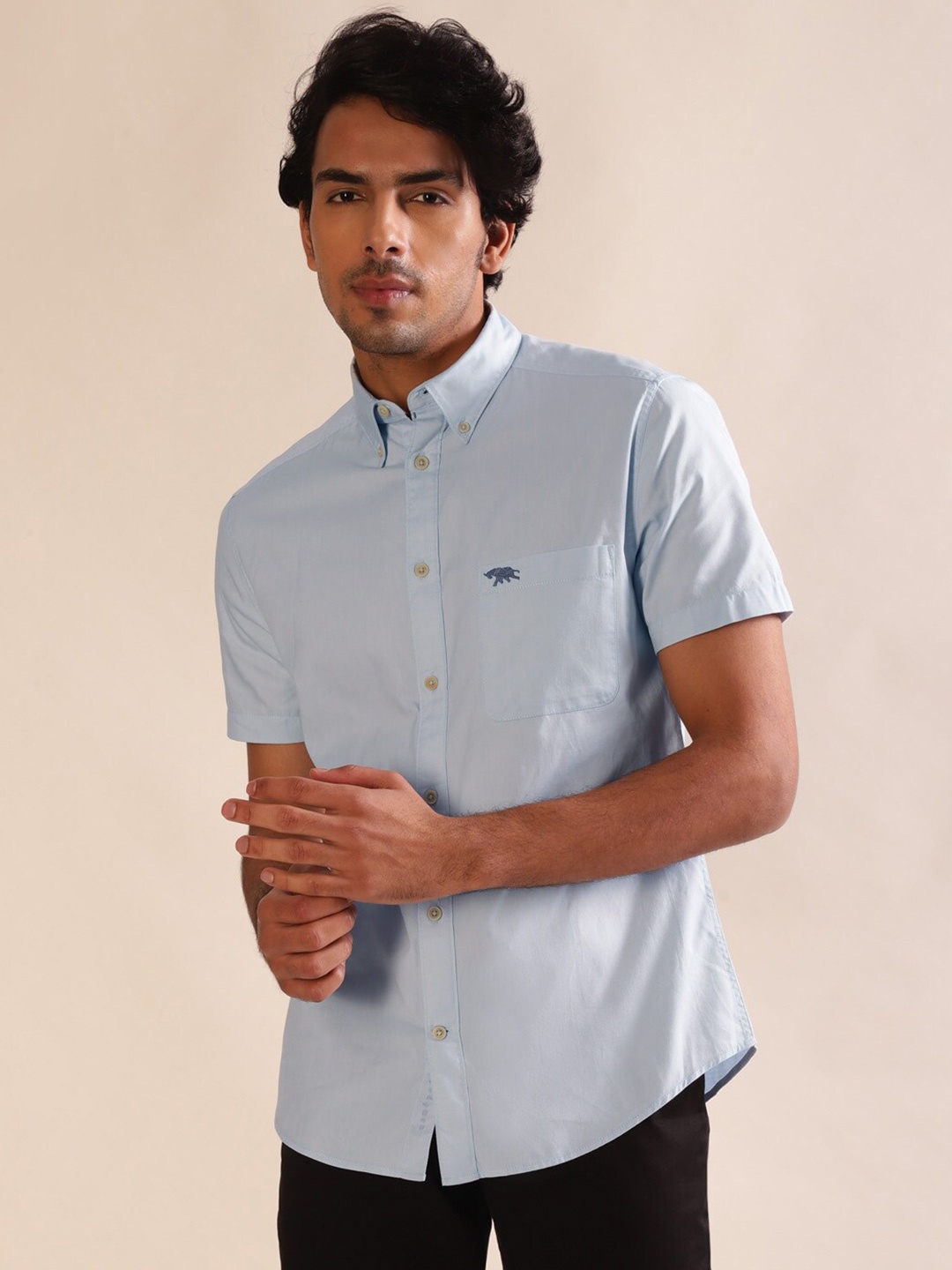 

Andamen Premium Men Half Sleeve Slim Fit Shirt, Blue