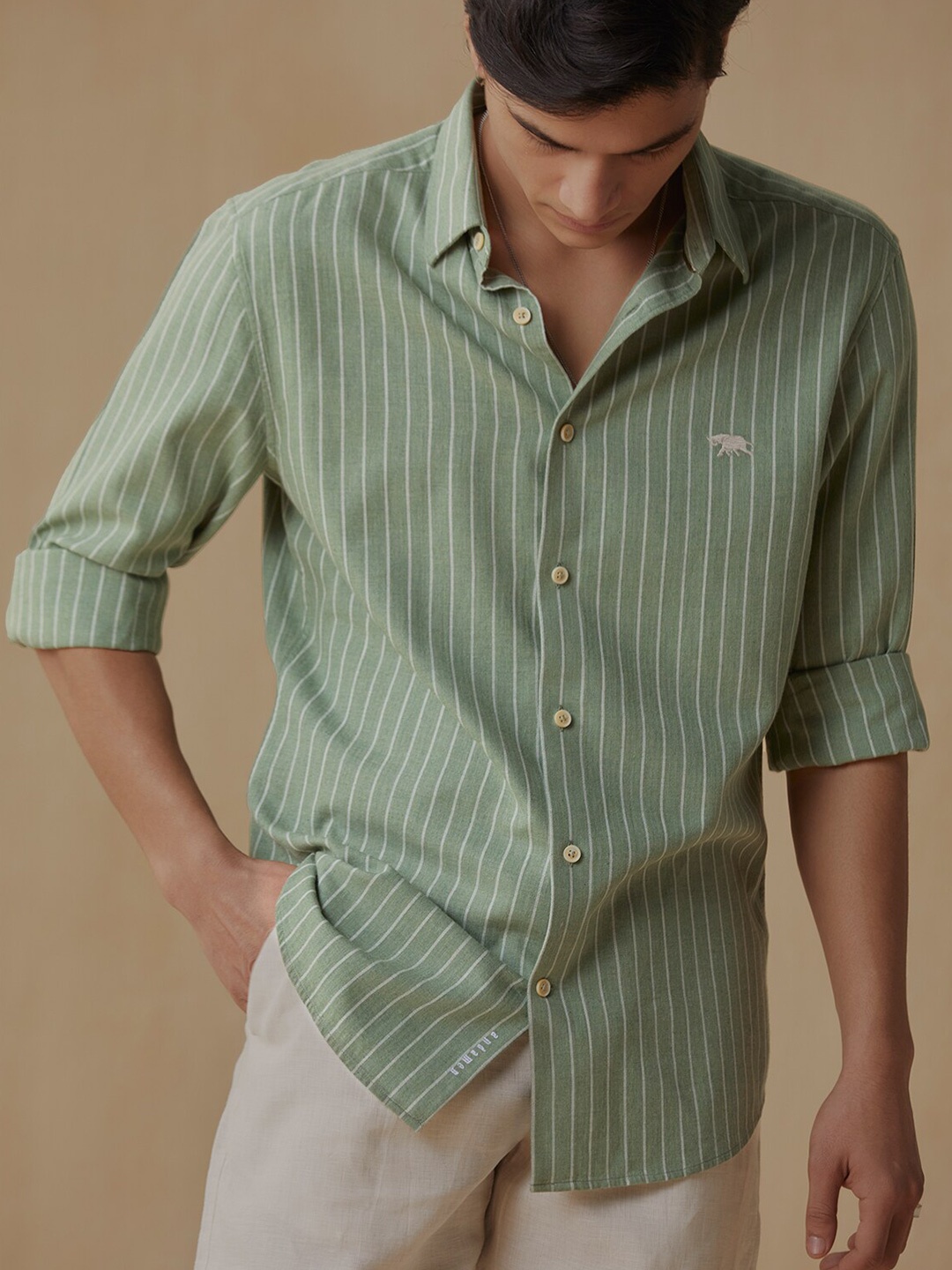 

Andamen Premium Twill Full Sleeve Shirt, Green