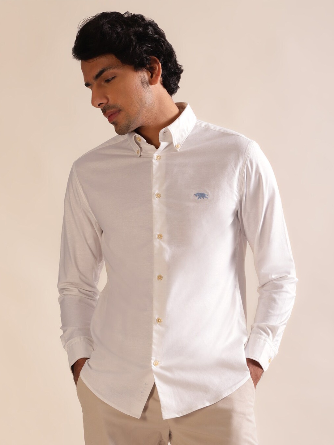 

Andamen Premium Oxford Full Sleeve Button Down Cotton Shirt, White