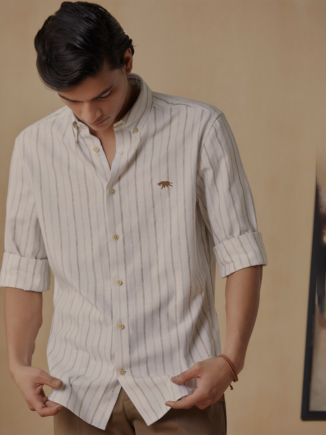 

Andamen Premium Full Sleeves Slim Fit Shirt, Brown