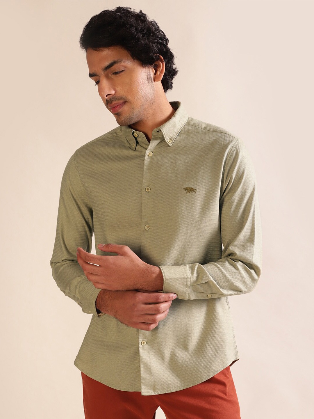 

Andamen Premium Button-Down Collar Cotton Casual Shirt, Green