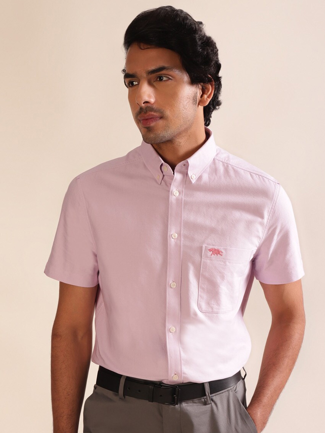 

Andamen Premium Men Half Sleeve Slim Fit Shirt, Violet