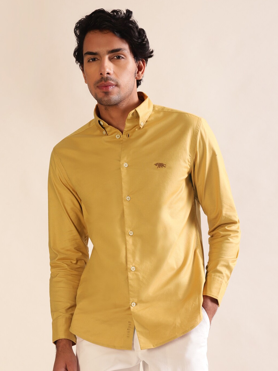 

Andamen Premium Men Oxford Long Sleeve Button Down Shirt, Mustard