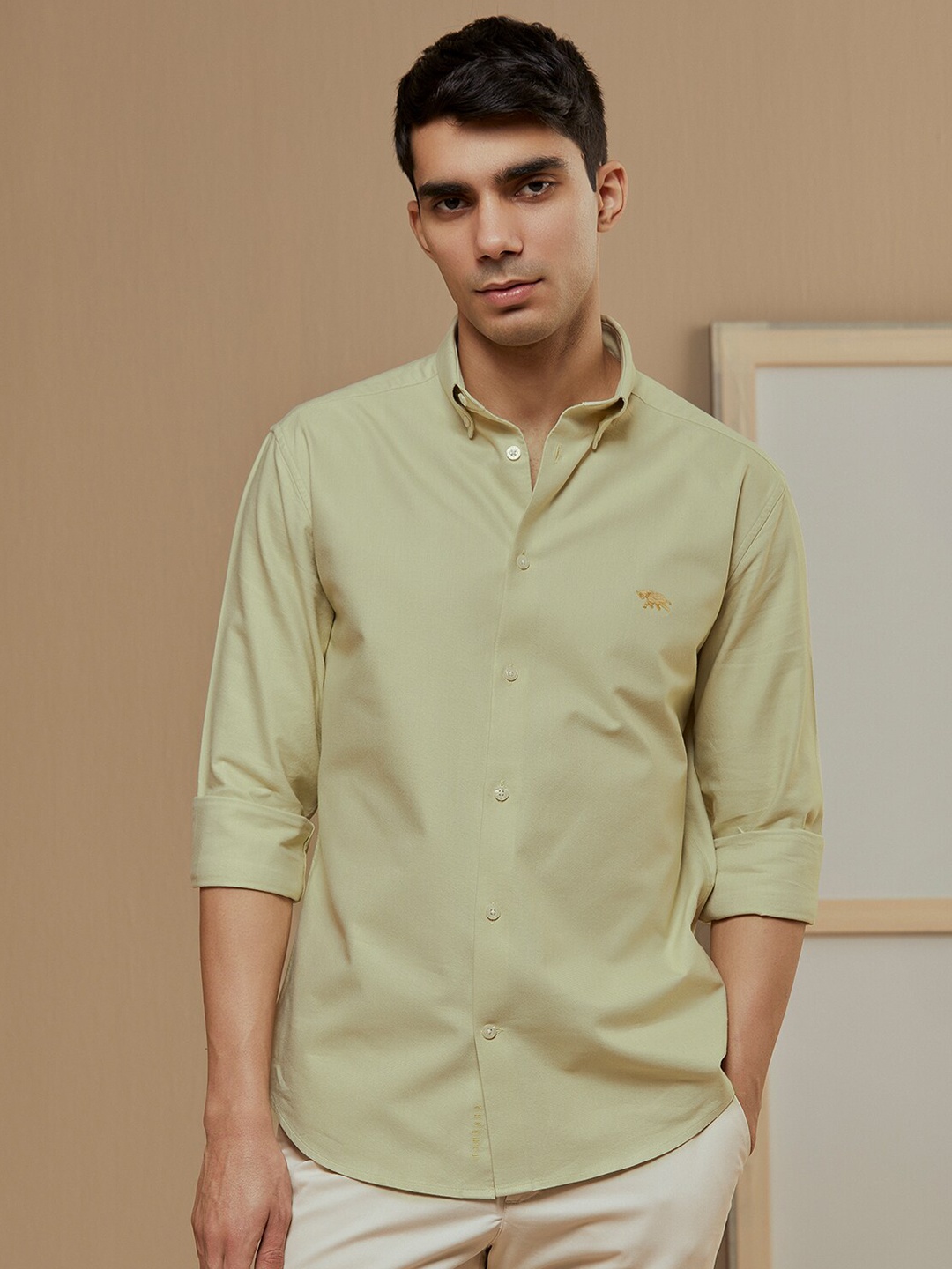 

Andamen Premium Men Half Sleeve Patch Pocket Shirt, Green