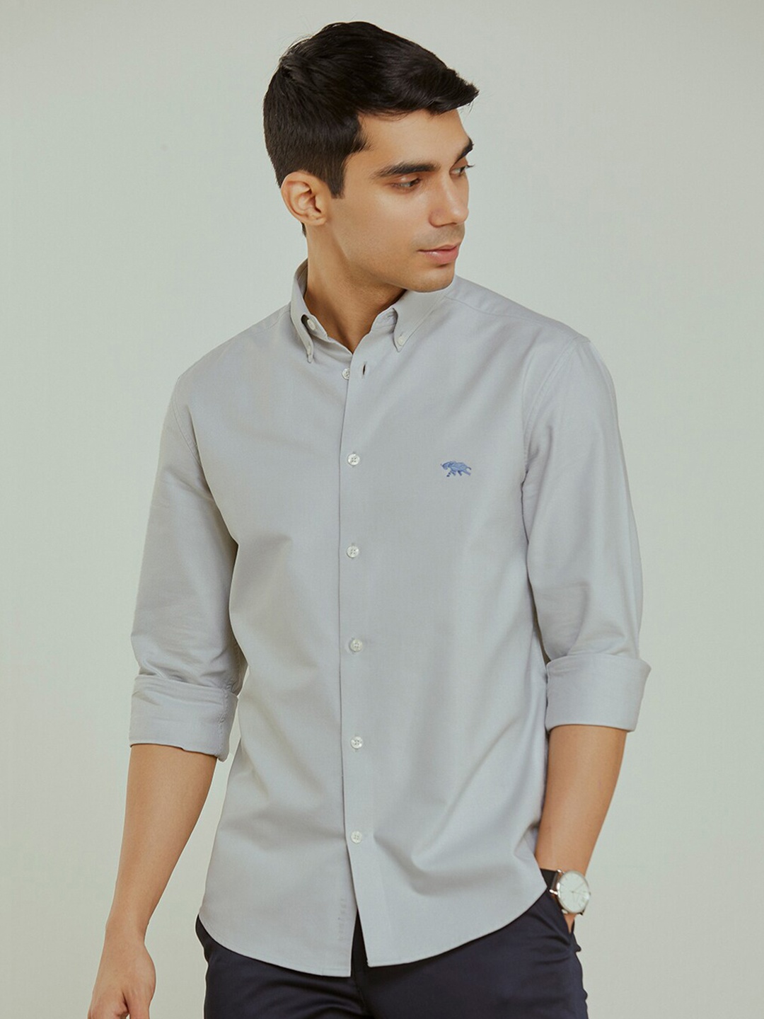 

Andamen Premium Men Full Sleeve Slim Fit Shirt, Grey