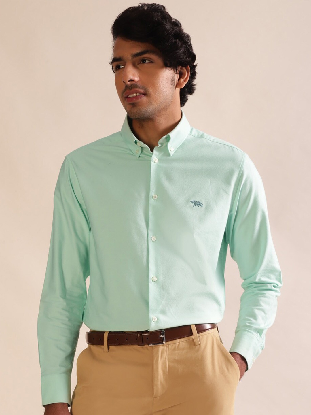 

Andamen Button-Down Collar Premium Cotton Casual Shirt, Green