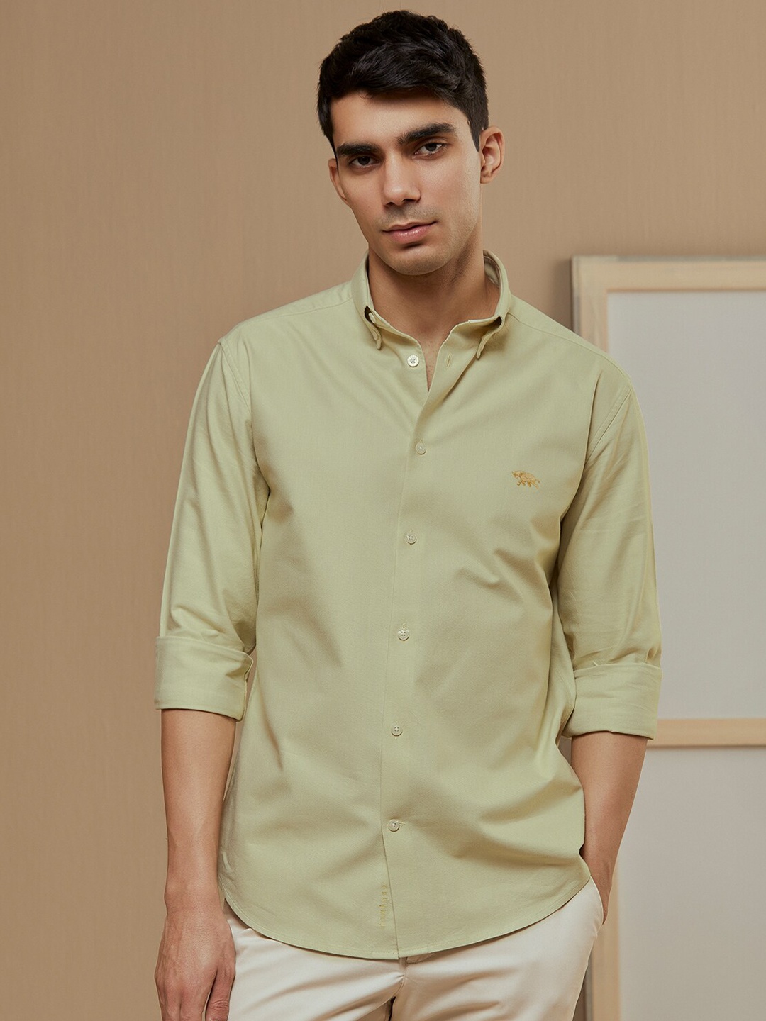 

Andamen Men Premium Full Sleeve Slim Fit Shirt, Green