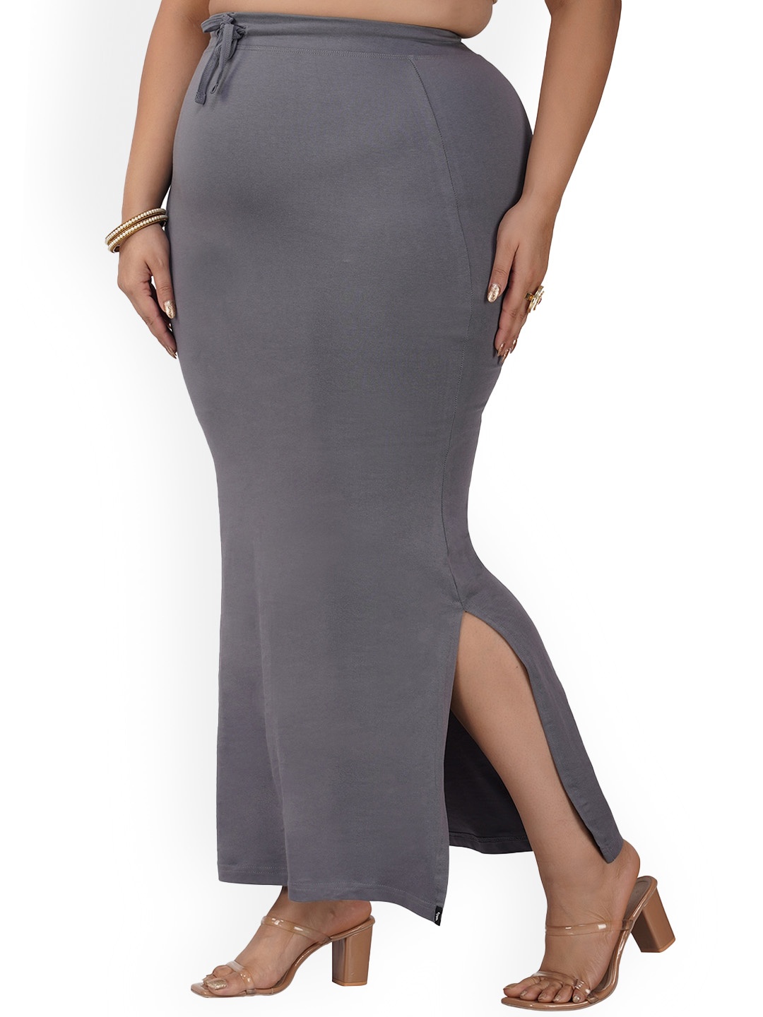 indian flower Plus Size Saree Shapewear, Grey