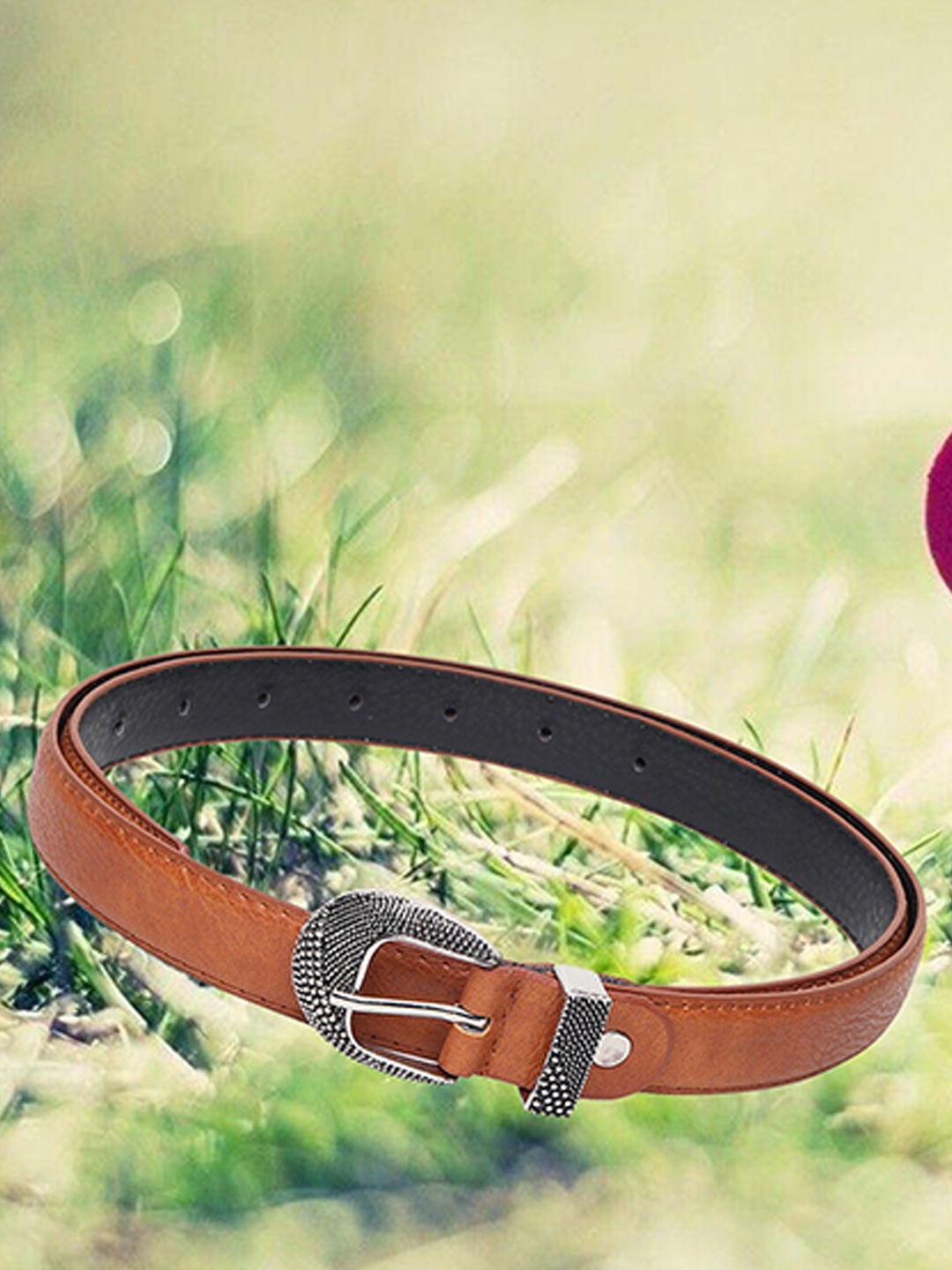 

DressBerry Tan Brown Women Slim Belt