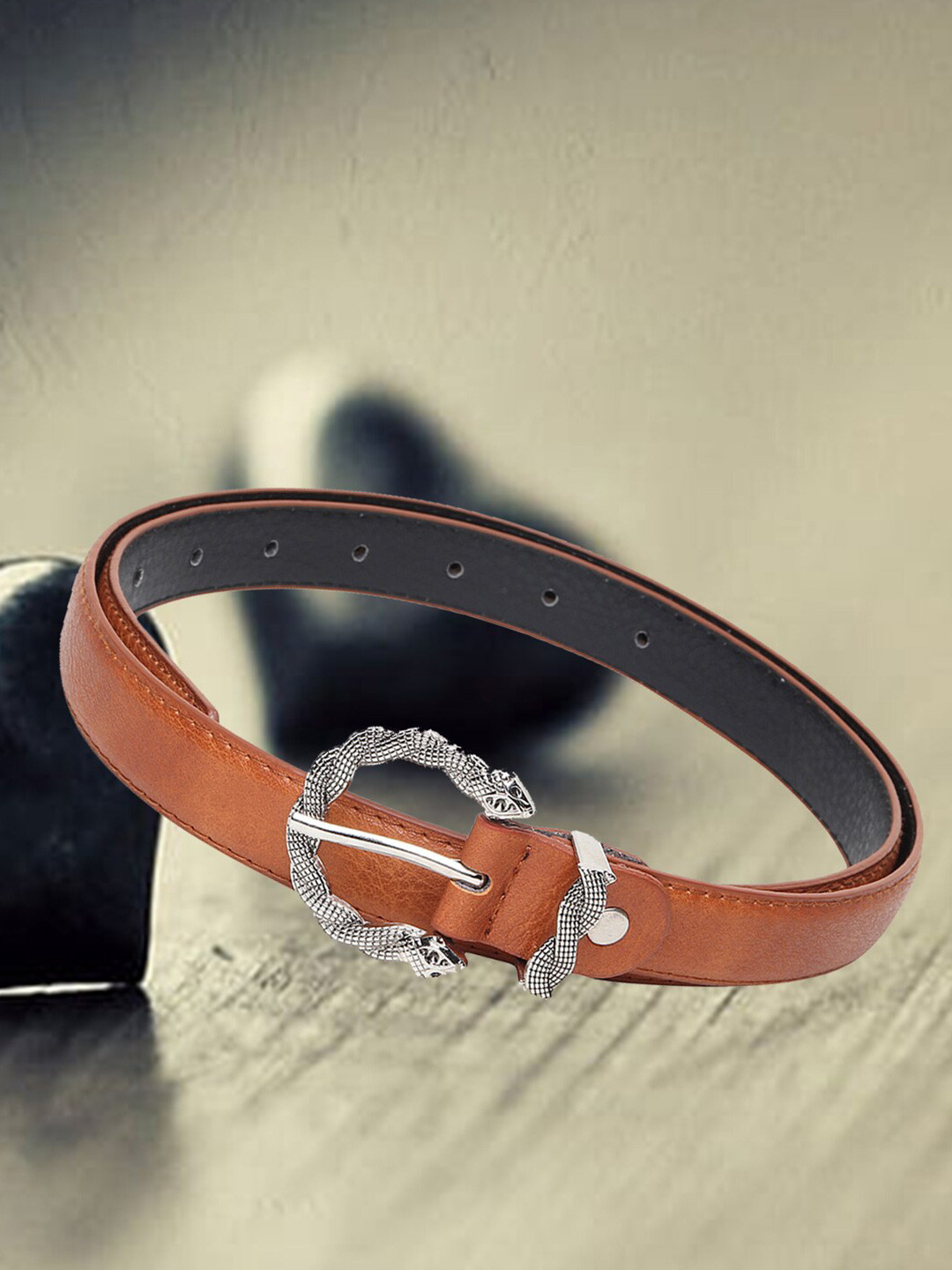 

DressBerry Women Synthetic Leather Belt, Tan