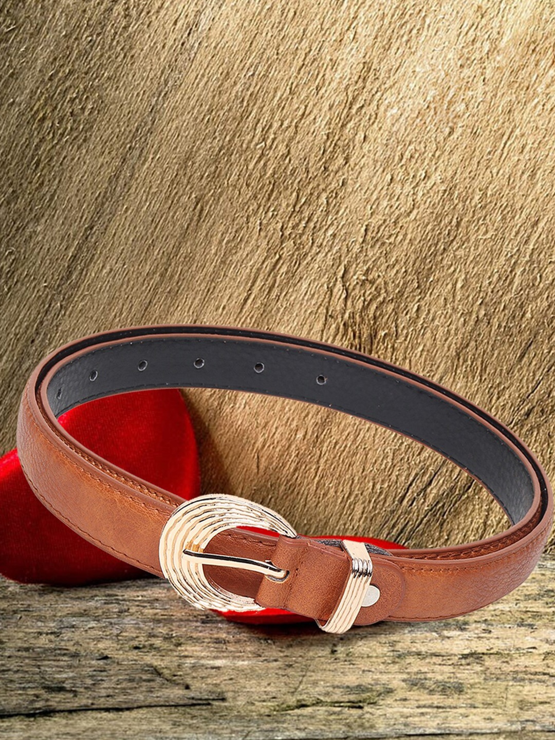 

DressBerry Women Synthetic Leather Belt, Tan
