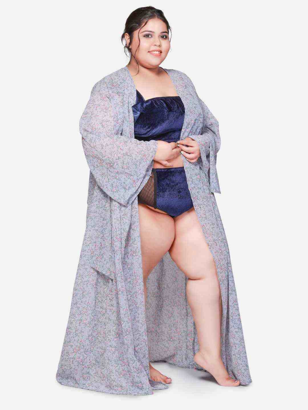 

Klamotten Strapless Baby Doll With Robe, Navy blue