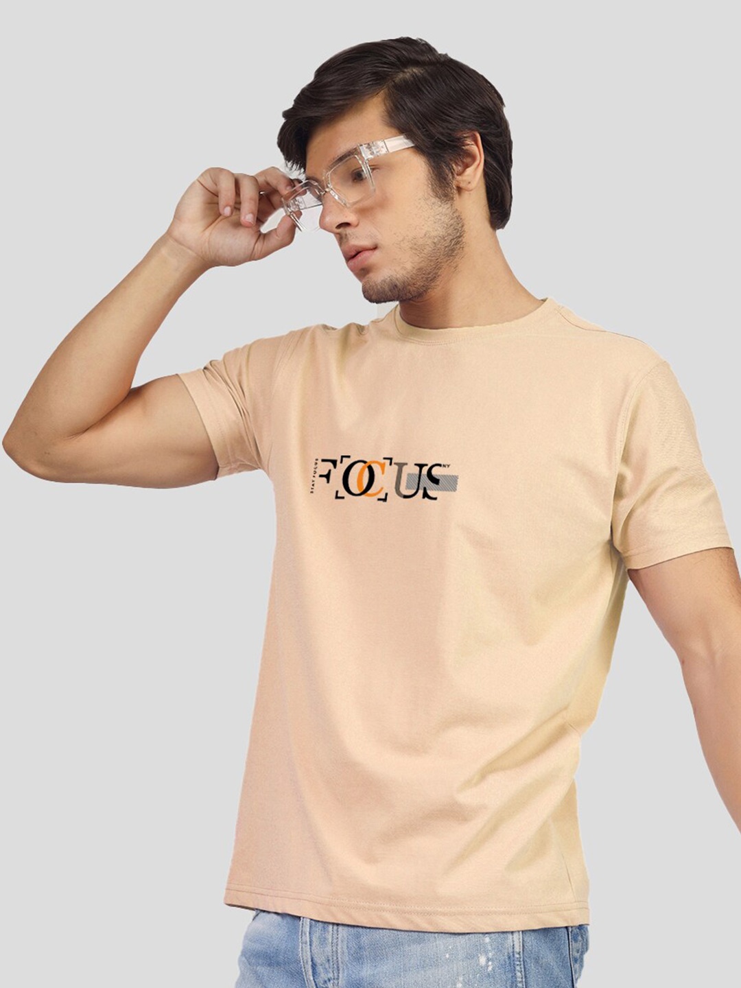 

Greylongg Typography Printed T-shirt, Beige