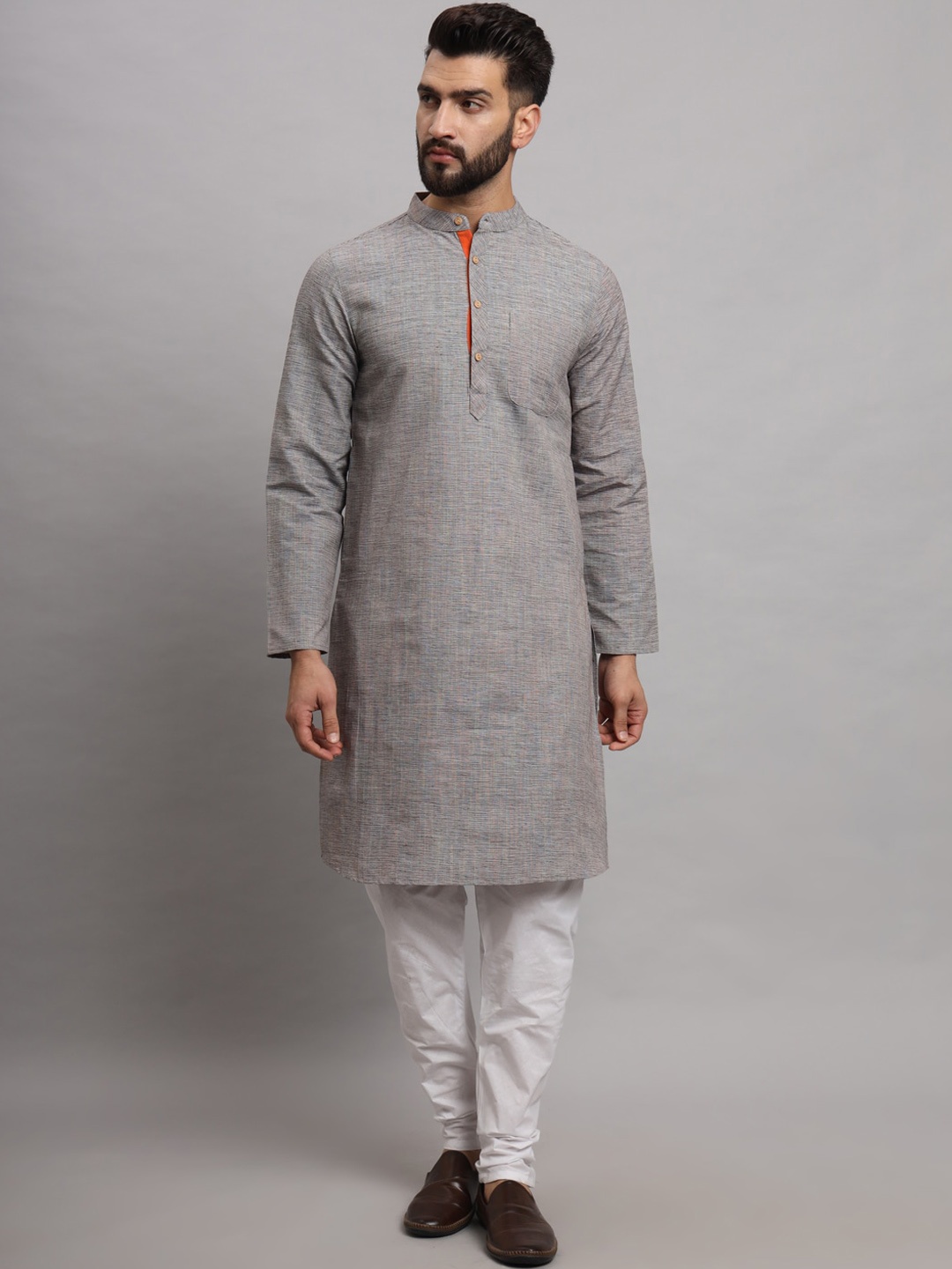 

Latest Chikan Garments Mandarin Collar Kurta, Grey