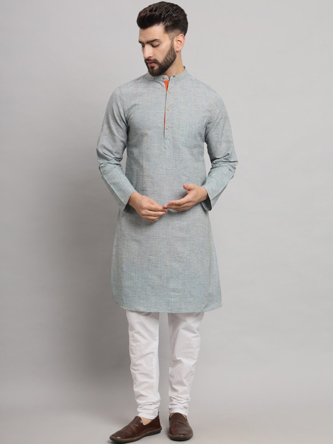 

Latest Chikan Garments Mandarin Collar Kurta, Grey