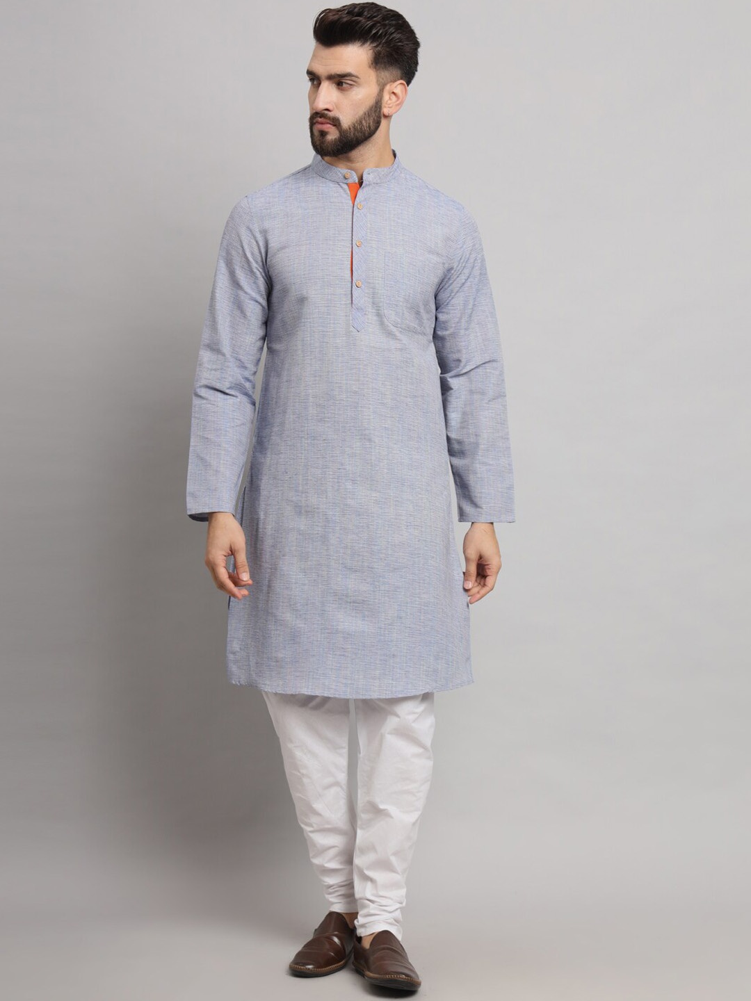 

Latest Chikan Garments Mandarin Collar Long Sleeves Straight Kurta, Purple