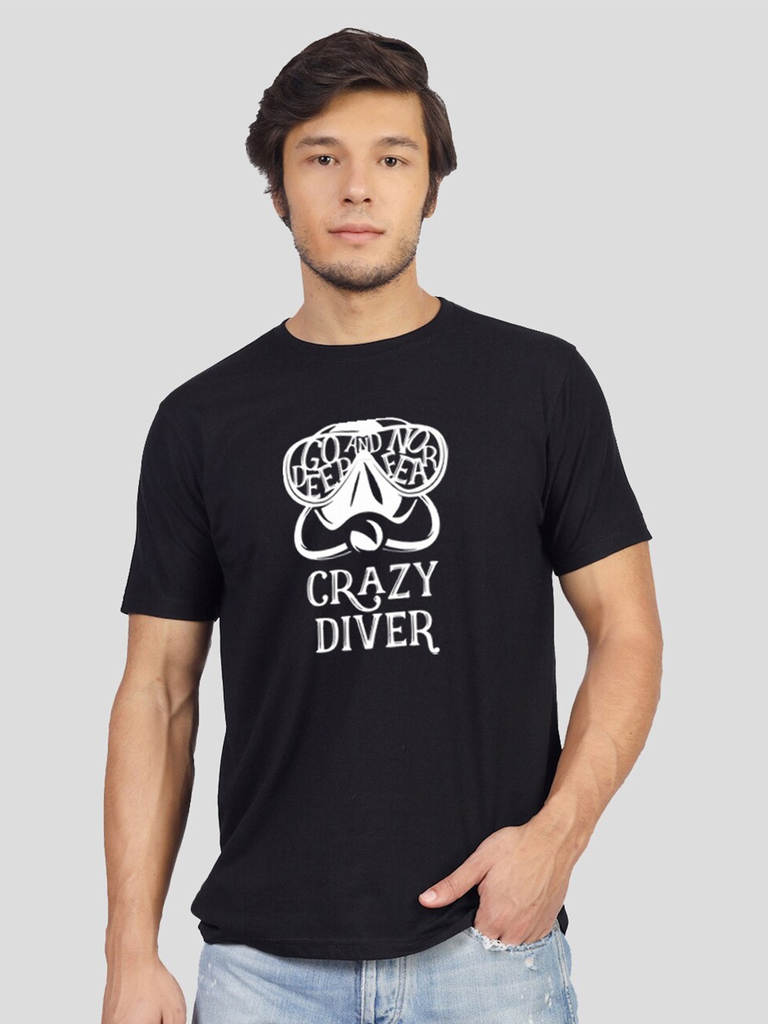 Greylongg Typography Printed T-shirt, Black