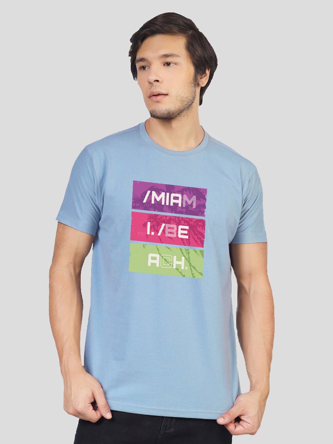 

Greylongg Typography Printed Short Sleeve T-shirt, Blue