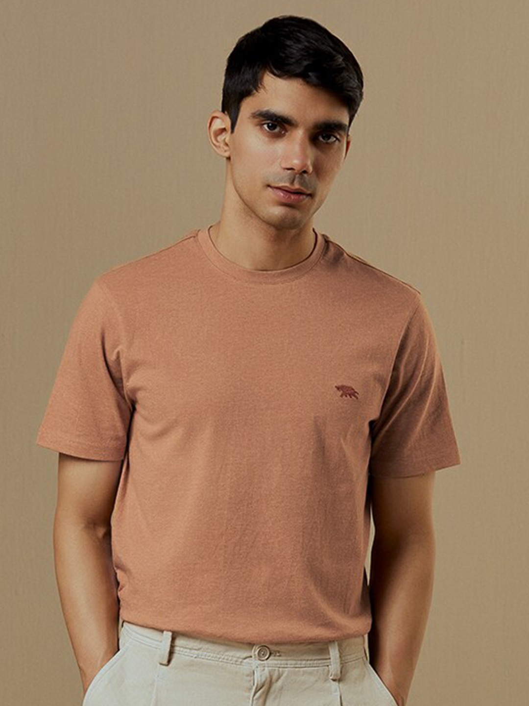 

Andamen Men Single Jersey Compact Cotton Yarn Crew T-shirt, Brown