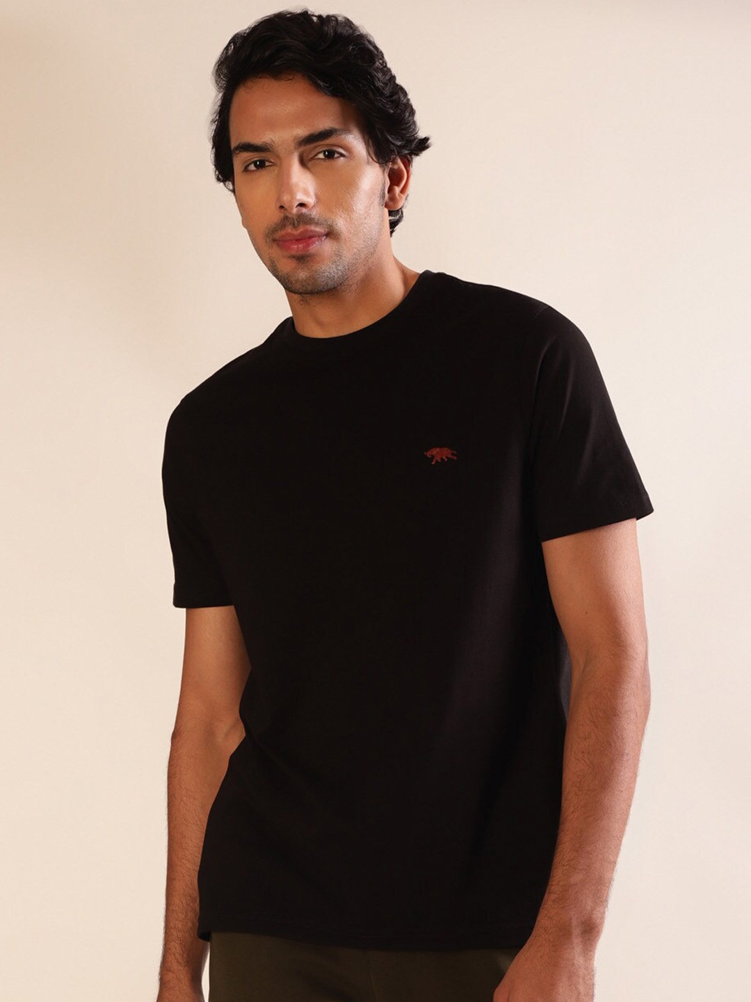 

Andamen Men Half Sleeve Single Jersey Compact Cotton Yarn Crew T-shirt, Black