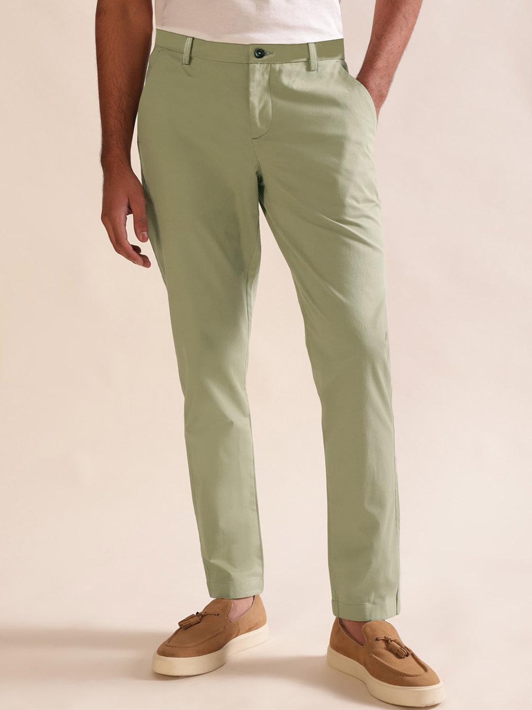

Andamen Men Ultra Stretchable Cotton Chino Trousers, Green