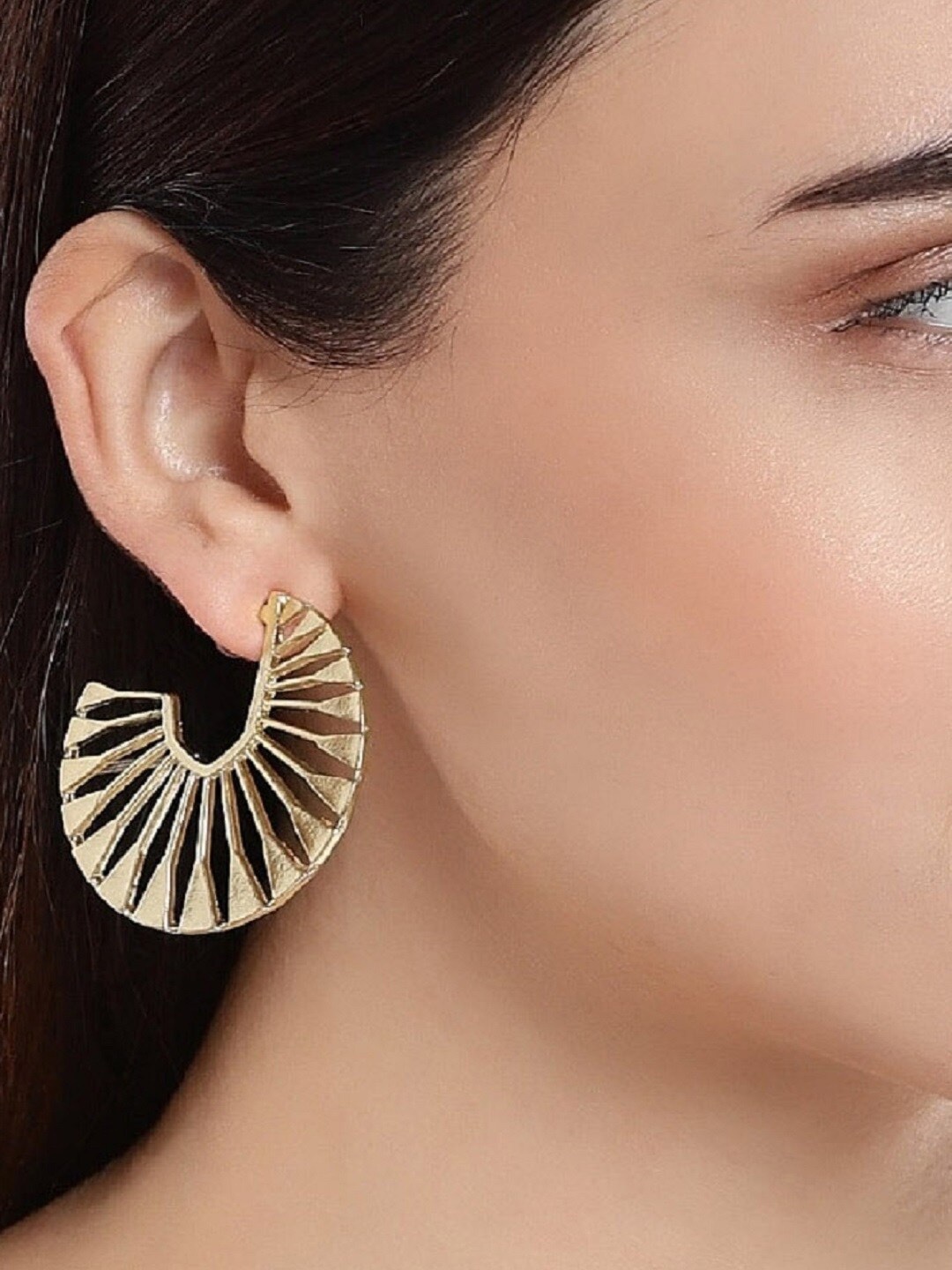 

OOMPH Gold-Plated Contemporary Half Hoop Earrings