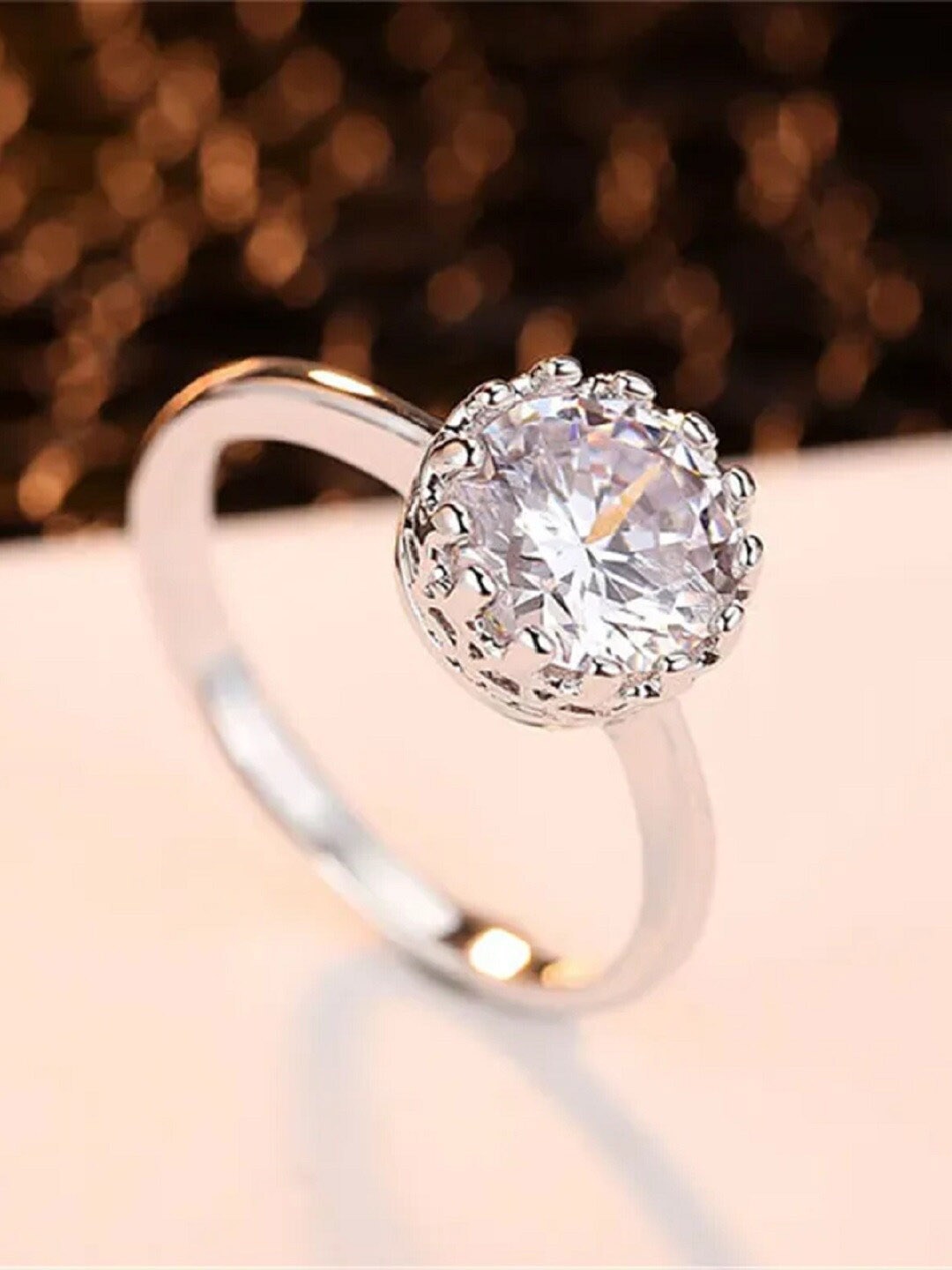 

OOMPH CZ Studded Finger Ring, Silver