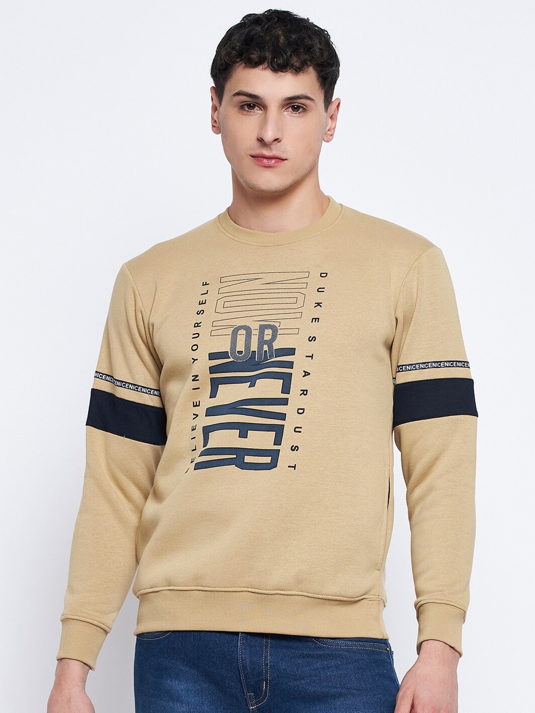 

Duke Typography Printed Cotton Sweatshirt, Beige