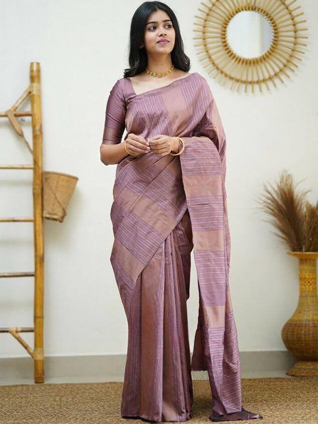 

BerMondsey Woven Design Zari Banarasi Saree, Brown