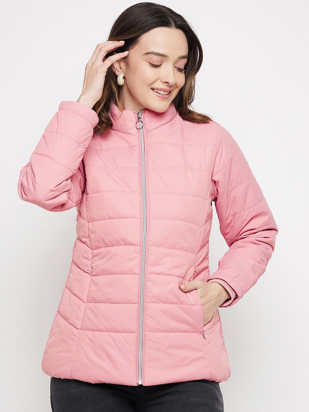 

Duke Stand Collar Puffer Jacket, Pink